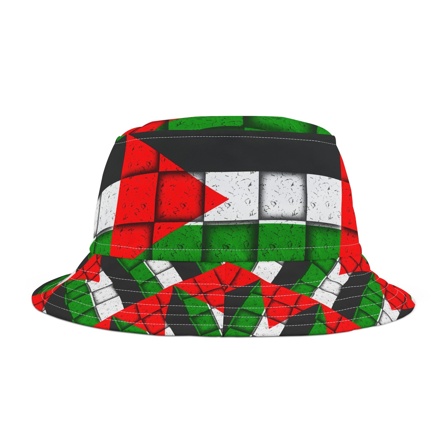 Palestinian Flag Brick Print Bucket Hat (AOP)