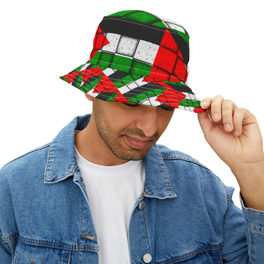 Palestinian Flag Brick Print Bucket Hat (AOP)