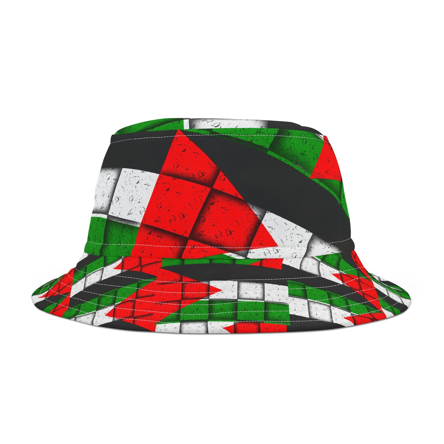 Palestinian Flag Brick Print Bucket Hat (AOP)