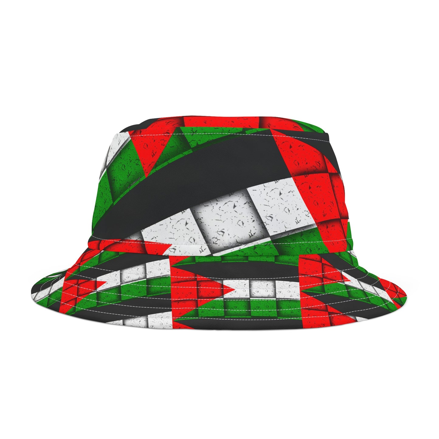 Palestinian Flag Brick Print Bucket Hat (AOP)