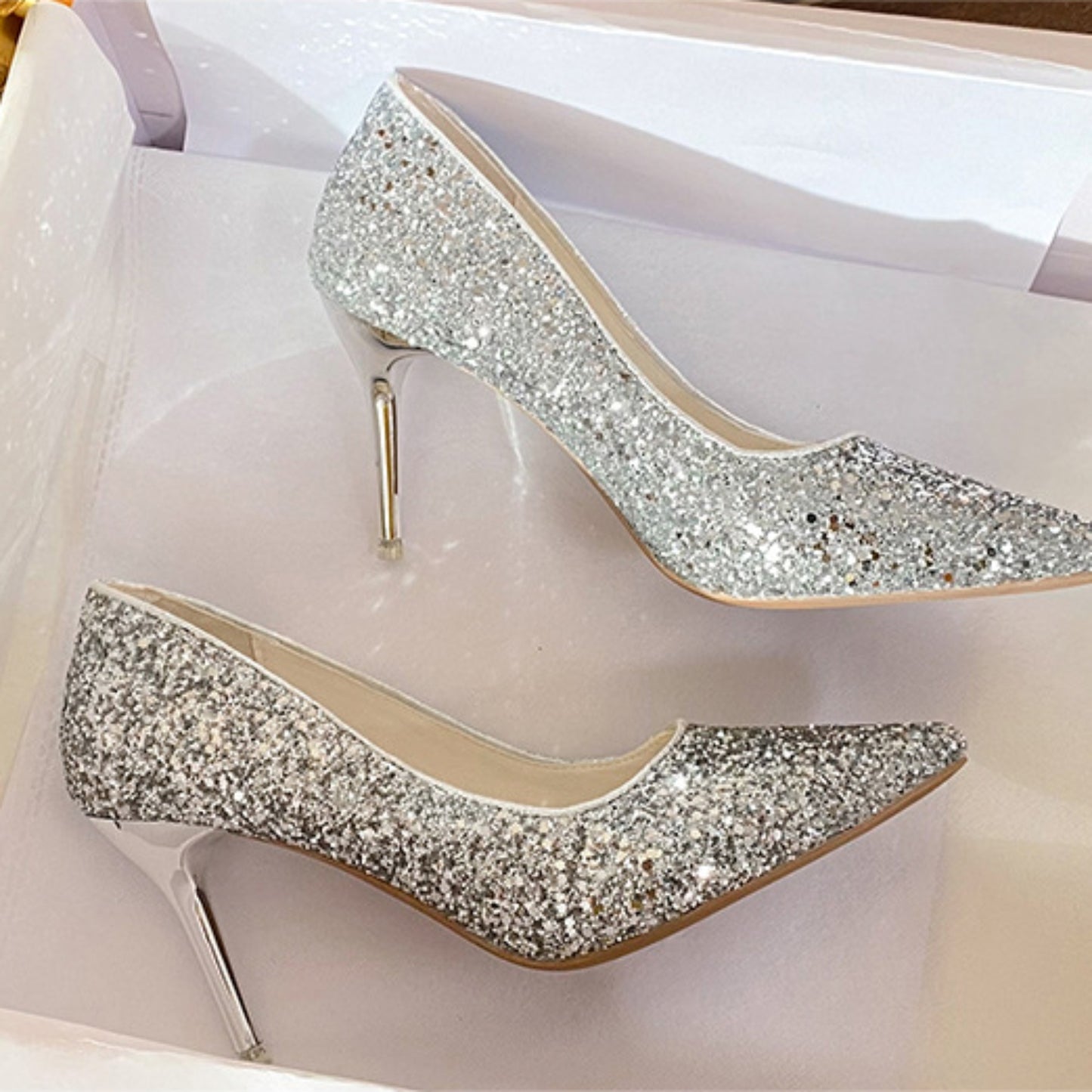 Glittered Stiletto Heel Pumps