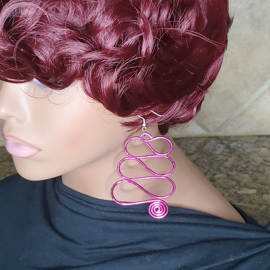 Wired Up By Mileeva Hot Pink Curvy Roads Wire Earrings